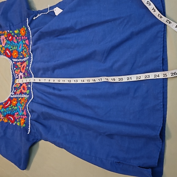 Bright Blue Mexican Blouse - Picture 5 of 5